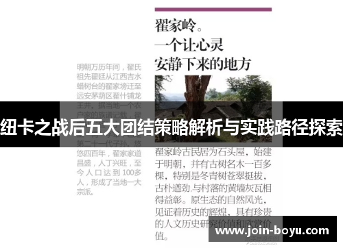 纽卡之战后五大团结策略解析与实践路径探索