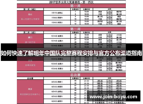 如何快速了解明年中国队完整赛程安排与官方公布渠道指南 如何快速了解明年中国队完整赛程安排与官方公布渠道指南